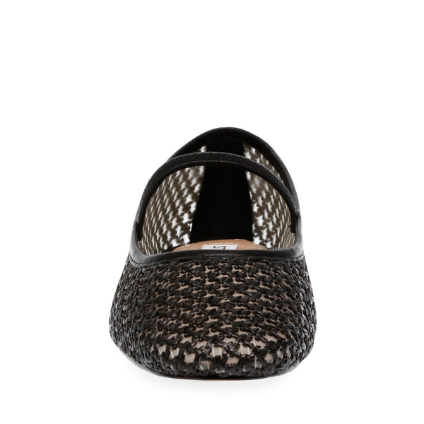 Majorca Flat Shoe BLK RAFFIA